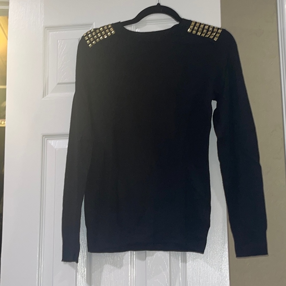 Michael Kors Casual Black Sweater with Gold Appliqué